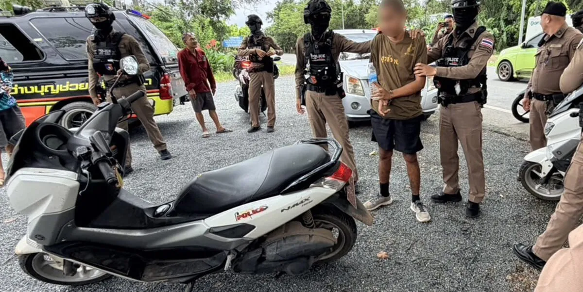 泰国达叻府应征兵偷走警用摩托车,警民追捕后成功截获 — 正文配图