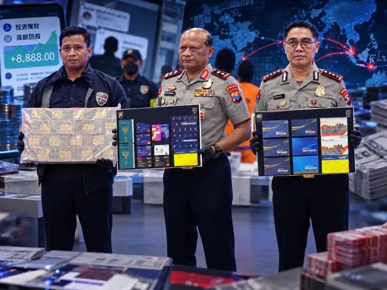 印尼破获虚假投资诈骗案，涉案账户流水高达3.19万亿盾 — 正文配图