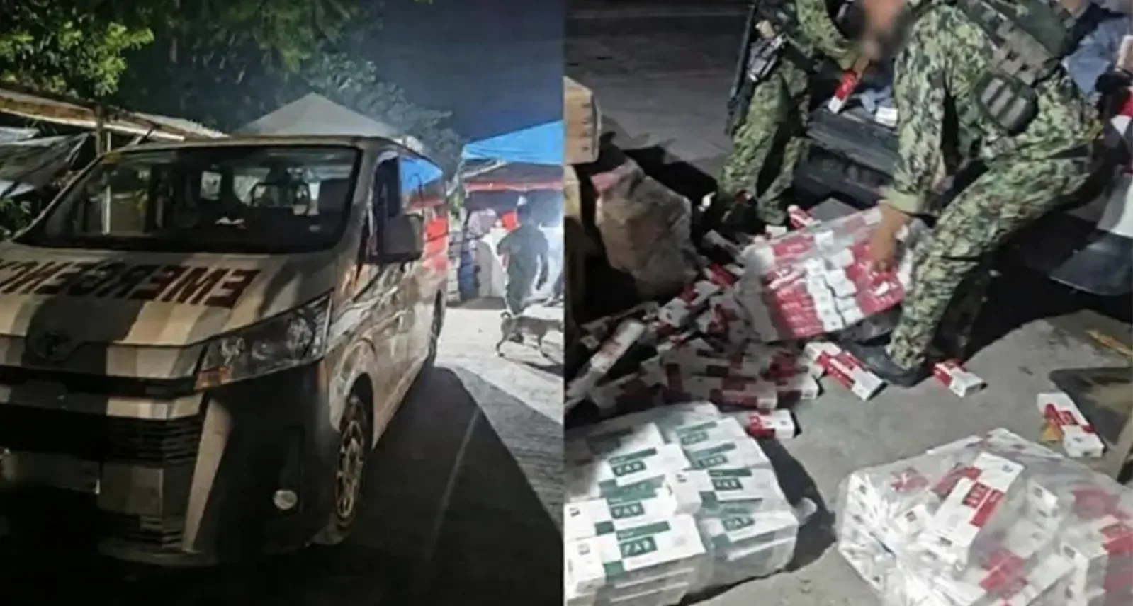菲律宾警方拦下一辆“救护车”！打开车门竟是27大箱香烟 — 正文配图