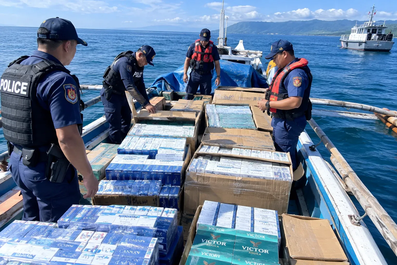 菲警方海上查获2674条香烟！涉案价值超220万比索